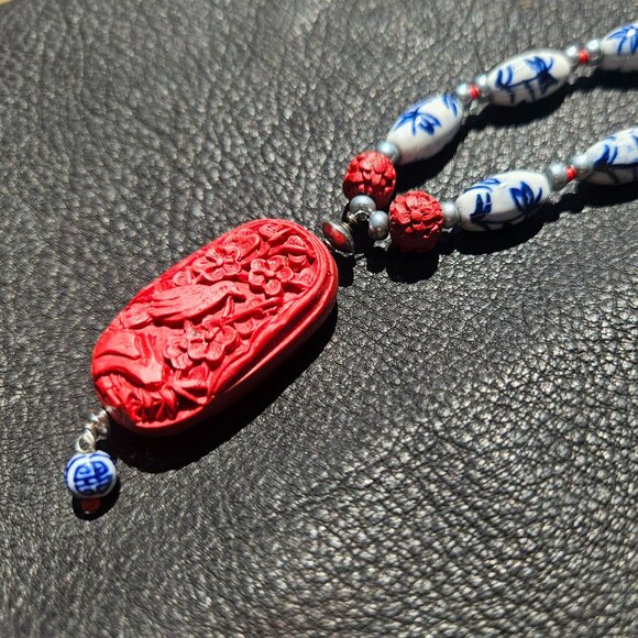 Porcelain Chinoiserie Necklace - Picture 8 of 9